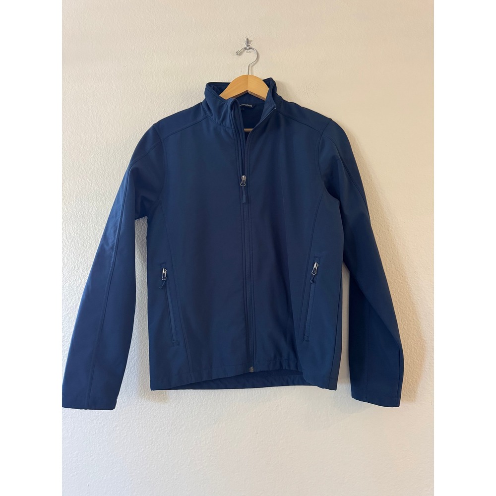 Port Authority Softshell Jacket Fleece Lined Full Zip Small Navy Blue Excellent